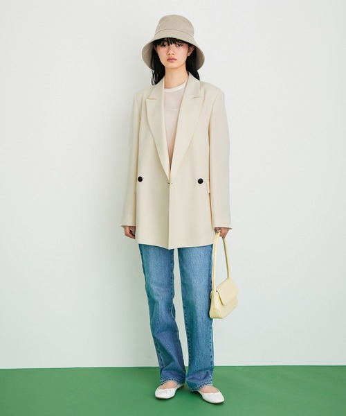 ADAM ET ROPE'（アダムエロペ）の「ワイドスリーブダブルブレストジャケット（テーラードジャケット・レディース・キナリ/ブラック・38/36）」の3枚目の写真