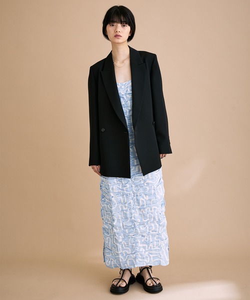 ADAM ET ROPE'（アダムエロペ）の「ワイドスリーブダブルブレストジャケット（テーラードジャケット・レディース・キナリ/ブラック・38/36）」の6枚目の写真