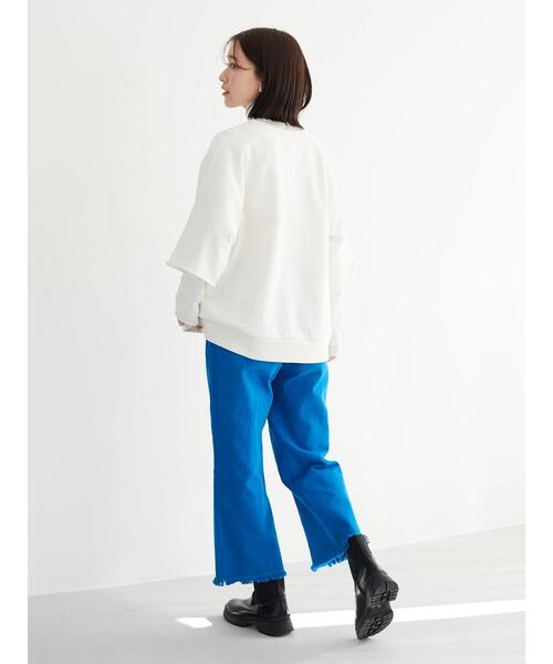 Green　Parks（グリーンパークス）の「裾ほつれカラーツイルパンツ＊（その他パンツ・レディース・レッド/ブルー・S/M/L）」の3枚目の写真