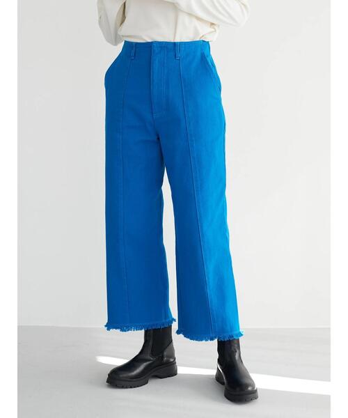 Green　Parks（グリーンパークス）の「裾ほつれカラーツイルパンツ＊（その他パンツ・レディース・レッド/ブルー・S/M/L）」の5枚目の写真