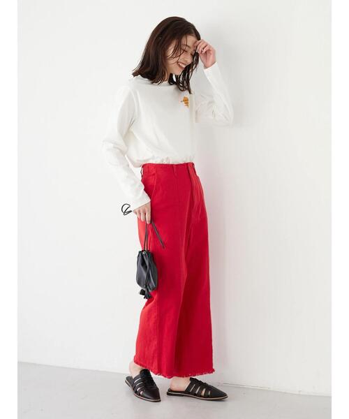 Green　Parks（グリーンパークス）の「裾ほつれカラーツイルパンツ＊（その他パンツ・レディース・レッド/ブルー・S/M/L）」の10枚目の写真