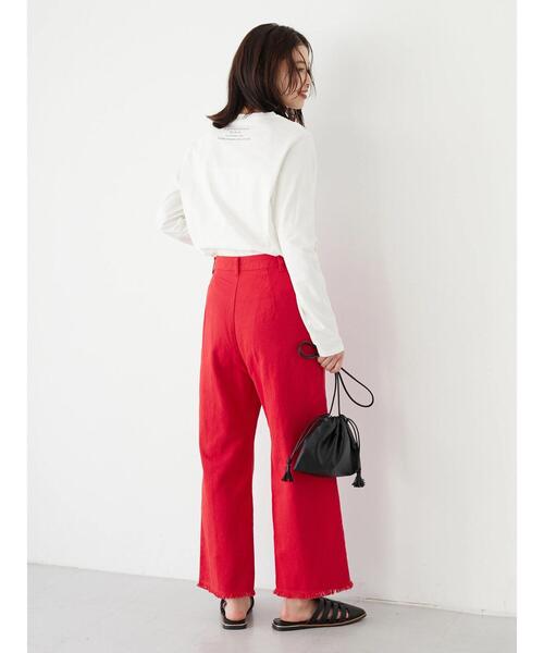 Green　Parks（グリーンパークス）の「裾ほつれカラーツイルパンツ＊（その他パンツ・レディース・レッド/ブルー・S/M/L）」の11枚目の写真