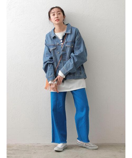 Green　Parks（グリーンパークス）の「裾ほつれカラーツイルパンツ＊（その他パンツ・レディース・レッド/ブルー・S/M/L）」の12枚目の写真