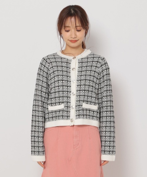 mysty woman(ミスティウーマン)の「MIXツイード配色カーディガン 272974(カーディガン/ボレロ・レディース・ライトブルー/ブラック/ベージュ/オフホワイト・FREE)」の17枚目の写真