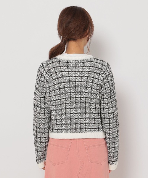 mysty woman（ミスティウーマン）の「MIXツイード配色カーディガン