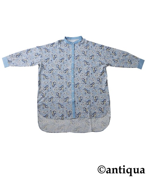 antiqua(アンティカ)の「一点投入で映える。 ペイズリー柄シャツ(シャツ/ブラウス・レディース・ベージュ/ブルー・FREE)」の5枚目の写真
