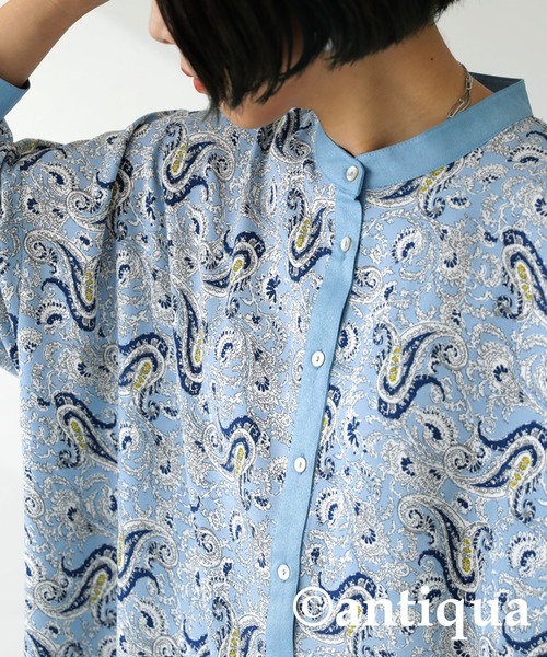 antiqua(アンティカ)の「一点投入で映える。 ペイズリー柄シャツ(シャツ/ブラウス・レディース・ベージュ/ブルー・FREE)」の13枚目の写真