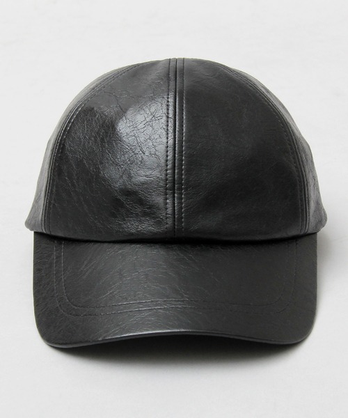 glabella（グラベラ）の「ヴィンテージレザー風 フェイクレザー ローキャップ / ツバ長め / 深め（キャップ・メンズ・ブラック・FREE）」の7枚目の写真