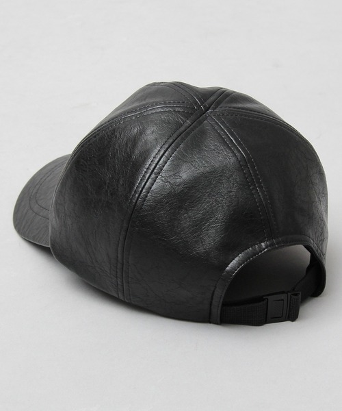 glabella（グラベラ）の「ヴィンテージレザー風 フェイクレザー ローキャップ / ツバ長め / 深め（キャップ・メンズ・ブラック・FREE）」の5枚目の写真