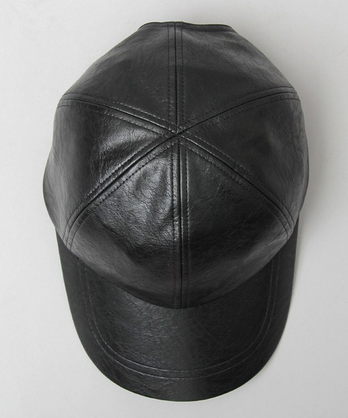 glabella（グラベラ）の「ヴィンテージレザー風 フェイクレザー ローキャップ / ツバ長め / 深め（キャップ・メンズ・ブラック・FREE）」の4枚目の写真
