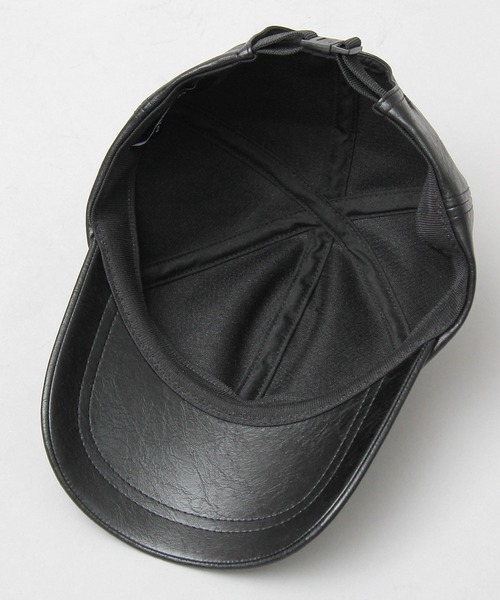 glabella（グラベラ）の「ヴィンテージレザー風 フェイクレザー ローキャップ / ツバ長め / 深め（キャップ・メンズ・ブラック・FREE）」の6枚目の写真