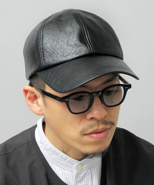 glabella（グラベラ）の「ヴィンテージレザー風 フェイクレザー ローキャップ / ツバ長め / 深め（キャップ・メンズ・ブラック・FREE）」の13枚目の写真