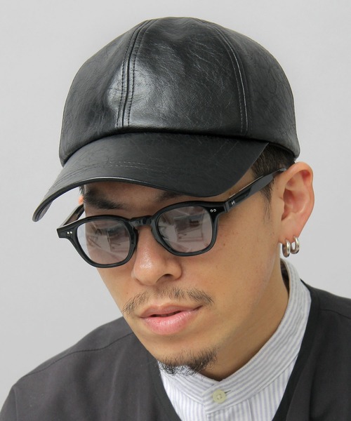 glabella（グラベラ）の「ヴィンテージレザー風 フェイクレザー ローキャップ / ツバ長め / 深め（キャップ・メンズ・ブラック・FREE）」の12枚目の写真