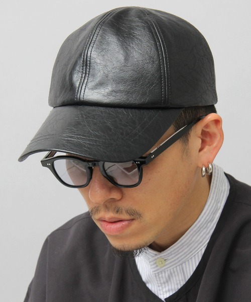 glabella（グラベラ）の「ヴィンテージレザー風 フェイクレザー ローキャップ / ツバ長め / 深め（キャップ・メンズ・ブラック・FREE）」の14枚目の写真