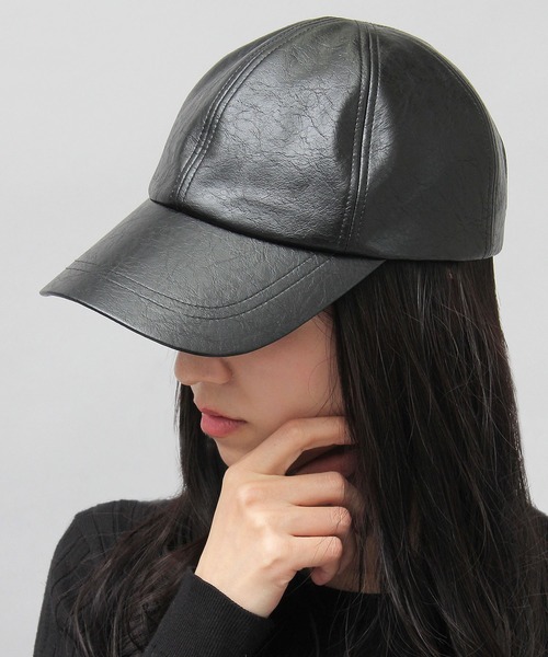 glabella（グラベラ）の「ヴィンテージレザー風 フェイクレザー ローキャップ / ツバ長め / 深め（キャップ・メンズ・ブラック・FREE）」の15枚目の写真