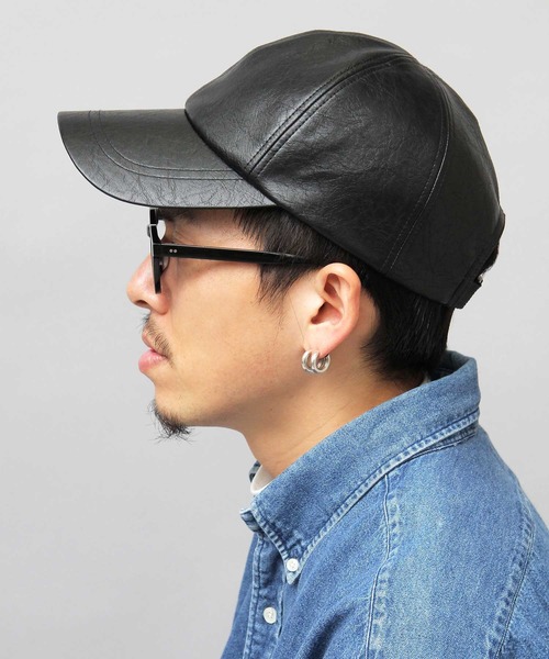 glabella（グラベラ）の「ヴィンテージレザー風 フェイクレザー ローキャップ / ツバ長め / 深め（キャップ・メンズ・ブラック・FREE）」の17枚目の写真