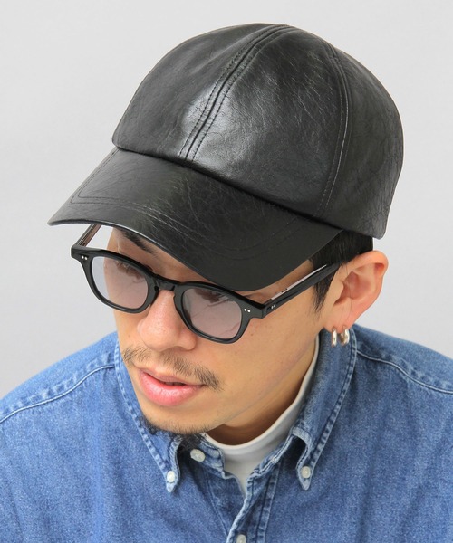 glabella（グラベラ）の「ヴィンテージレザー風 フェイクレザー ローキャップ / ツバ長め / 深め（キャップ・メンズ・ブラック・FREE）」の16枚目の写真