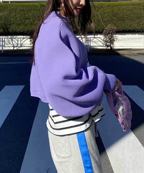 AS KNOW AS PINKY（アズノゥアズピンキー）の「重ねて２ＷＡＹライトニットプルオーバー（ニット/セーター・レディース・オフホワイト/ライトグリーン/パープル/ピンクベージュ・FREE）」の3枚目の写真