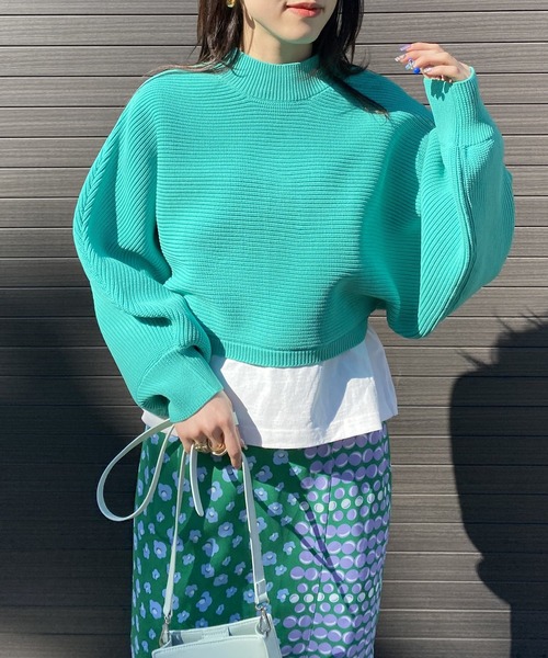 AS KNOW AS PINKY（アズノゥアズピンキー）の「重ねて２ＷＡＹライトニットプルオーバー（ニット/セーター・レディース・オフホワイト/ライトグリーン/パープル/ピンクベージュ・FREE）」の2枚目の写真