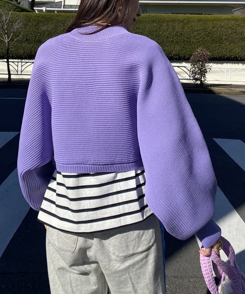 AS KNOW AS PINKY（アズノゥアズピンキー）の「重ねて２ＷＡＹライトニットプルオーバー（ニット/セーター・レディース・オフホワイト/ライトグリーン/パープル/ピンクベージュ・FREE）」の15枚目の写真