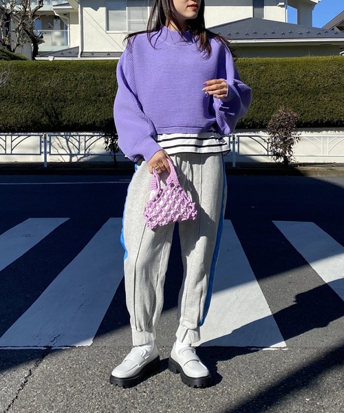 AS KNOW AS PINKY（アズノゥアズピンキー）の「重ねて２ＷＡＹライトニットプルオーバー（ニット/セーター・レディース・オフホワイト/ライトグリーン/パープル/ピンクベージュ・FREE）」の17枚目の写真