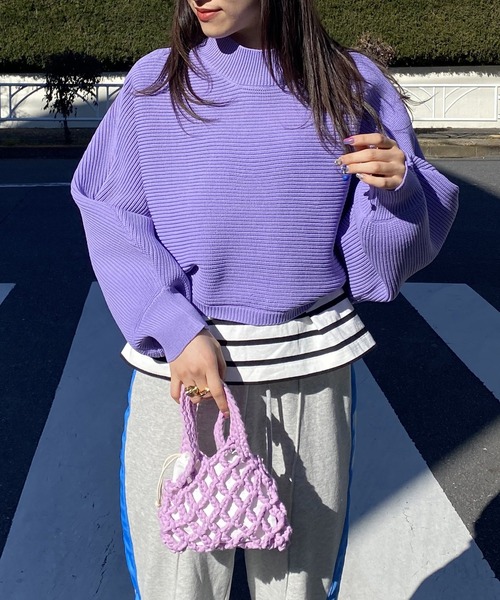 AS KNOW AS PINKY（アズノゥアズピンキー）の「重ねて２ＷＡＹライトニットプルオーバー（ニット/セーター・レディース・オフホワイト/ライトグリーン/パープル/ピンクベージュ・FREE）」の18枚目の写真