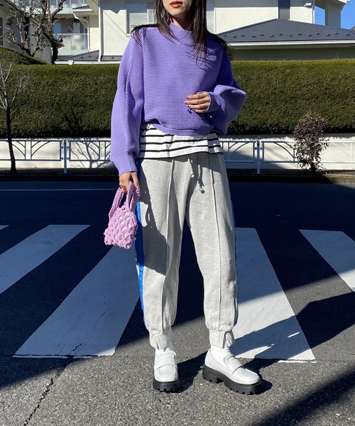 AS KNOW AS PINKY（アズノゥアズピンキー）の「重ねて２ＷＡＹライトニットプルオーバー（ニット/セーター・レディース・オフホワイト/ライトグリーン/パープル/ピンクベージュ・FREE）」の21枚目の写真