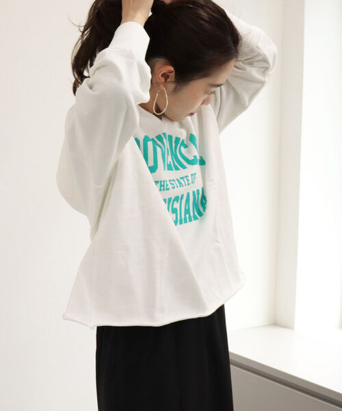 fredy repit(フレディレピ)の「カレッジロゴフードプルオーバー(スウェット・レディース・チャコールグレー/オフホワイト/クリーム・38)」の8枚目の写真