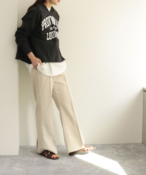 fredy repit(フレディレピ)の「カレッジロゴフードプルオーバー(スウェット・レディース・チャコールグレー/オフホワイト/クリーム・38)」の10枚目の写真