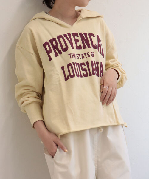 fredy repit(フレディレピ)の「カレッジロゴフードプルオーバー(スウェット・レディース・チャコールグレー/オフホワイト/クリーム・38)」の15枚目の写真