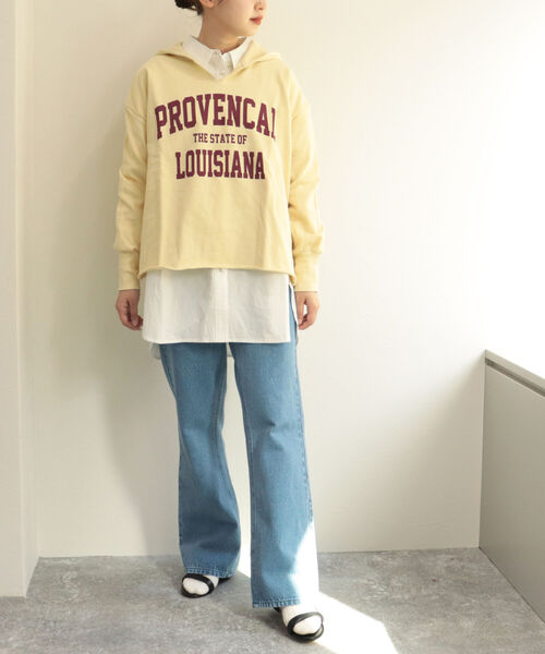 fredy repit(フレディレピ)の「カレッジロゴフードプルオーバー(スウェット・レディース・チャコールグレー/オフホワイト/クリーム・38)」の16枚目の写真