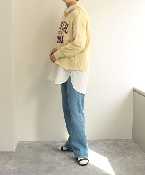 fredy repit(フレディレピ)の「カレッジロゴフードプルオーバー(スウェット・レディース・チャコールグレー/オフホワイト/クリーム・38)」の17枚目の写真