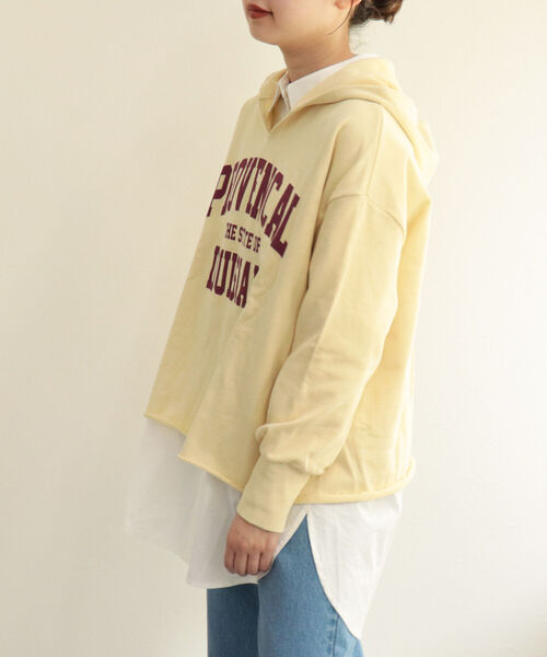 fredy repit(フレディレピ)の「カレッジロゴフードプルオーバー(スウェット・レディース・チャコールグレー/オフホワイト/クリーム・38)」の19枚目の写真