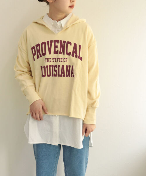 fredy repit(フレディレピ)の「カレッジロゴフードプルオーバー(スウェット・レディース・チャコールグレー/オフホワイト/クリーム・38)」の20枚目の写真