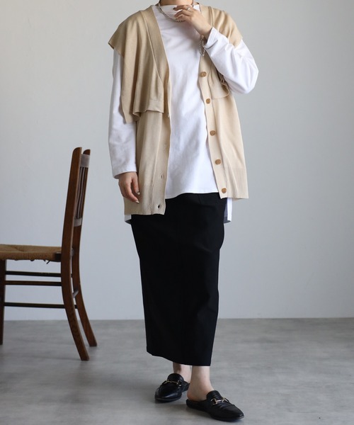 r.（アールドット）の「リネンタッチセーラーカラーノースリーブニットトップス（ベスト・レディース・ライトグレー/ブラック/ネイビー/ライトベージュ・FREE）」の17枚目の写真