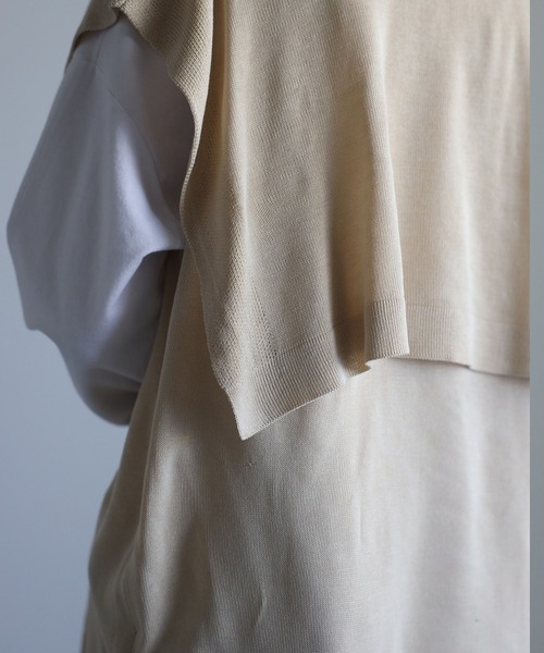 r.（アールドット）の「リネンタッチセーラーカラーノースリーブニットトップス（ベスト・レディース・ライトグレー/ブラック/ネイビー/ライトベージュ・FREE）」の14枚目の写真