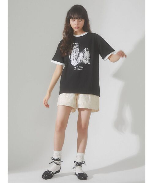 merry jenny（メリージェニー）の「シアーflowerショートパンツ（その他パンツ・レディース・ブラック/アイボリー・FREE）」の5枚目の写真