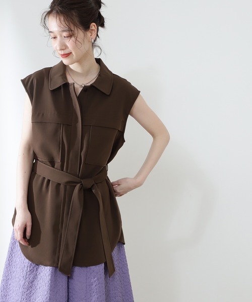 N.（N. Natural Beauty Basic）（エヌエヌナチュラルビューティーベーシック）の「◆ベルト付ジレ（その他アウター・レディース・ブラウン/ベージュ/イエロー・MEDIUM）」の13枚目の写真
