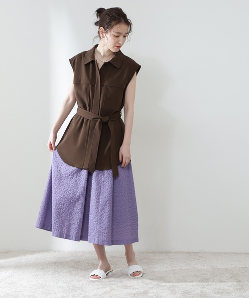 N.（N. Natural Beauty Basic）（エヌエヌナチュラルビューティーベーシック）の「◆ベルト付ジレ（その他アウター・レディース・ブラウン/ベージュ/イエロー・MEDIUM）」の6枚目の写真