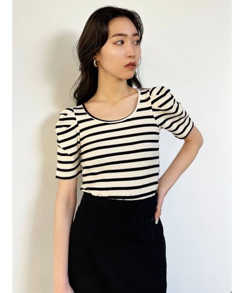 EMODA（エモダ）の「タックスリーブパフトップス（Tシャツ/カットソー・レディース・ホワイト/ブラック/ブルー/その他・FREE）」の5枚目の写真