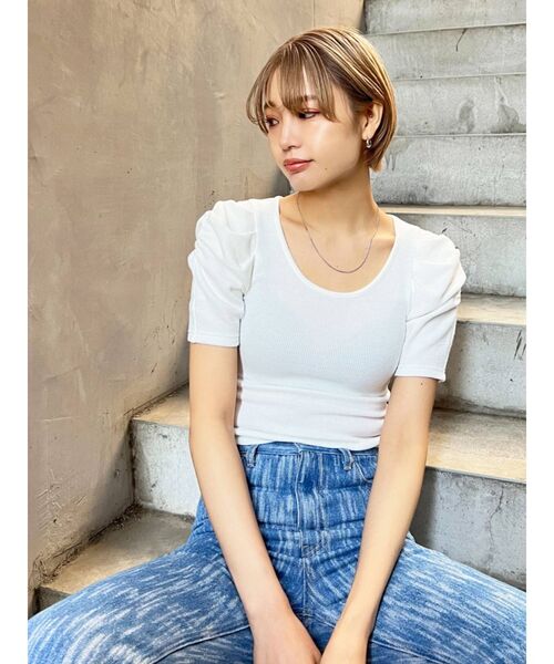 EMODA（エモダ）の「タックスリーブパフトップス（Tシャツ/カットソー・レディース・ホワイト/ブラック/ブルー/その他・FREE）」の19枚目の写真