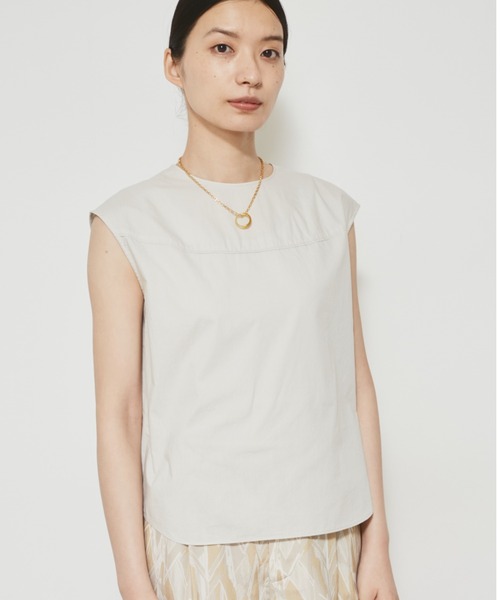 human woman（ヒューマンウーマン）の「◆ヨーク切替ノースリーブブラウス（シャツ/ブラウス・レディース・ホワイト/オレンジ/ベージュ系その他2・MEDIUM）」の3枚目の写真