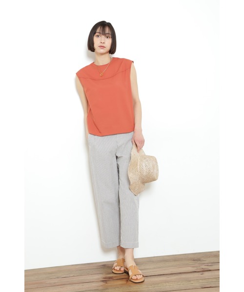 human woman（ヒューマンウーマン）の「◆ヨーク切替ノースリーブブラウス（シャツ/ブラウス・レディース・ホワイト/オレンジ/ベージュ系その他2・MEDIUM）」の18枚目の写真