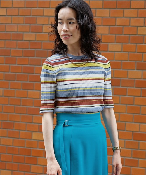 STRAWBERRY-FIELDS（ストロベリーフィールズ）の「フロリアコットン　ニット（ニット/セーター・レディース・ピンク/ブルー・2）」の2枚目の写真