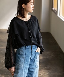 シアードットドロストフレアカラーブラウス