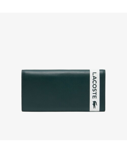 希少★L Monogram柄/鰐ロゴ【送込 LACOSTE】3辺Zip長財布★白/緑 LACOSTE（ラコステ）の「ステッカープリントロングウォレット