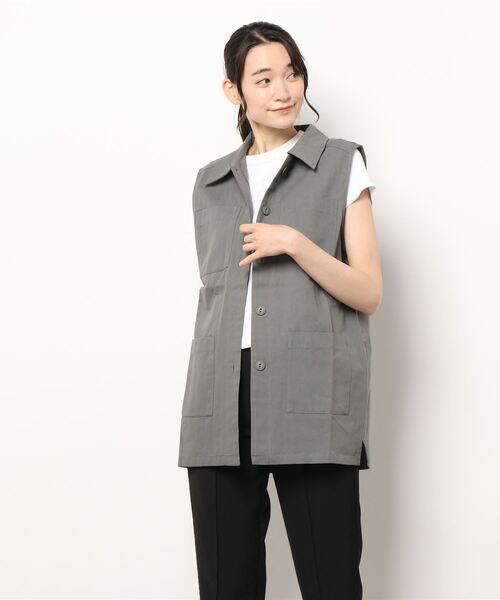 JUGLANS(ユグランス)の「☆ 旬なレイヤードスタイルが叶う。ミリタリーチュニックベスト T1345(ベスト・レディース・スミクロ/ホワイト・FREE)」の14枚目の写真