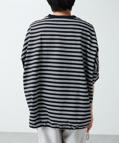 Lui's（ルイス）の「ワイドボリュームボーダーカットソー（Tシャツ/カットソー・メンズ・ブラック/ネイビー/ベージュ・FREE）」の9枚目の写真