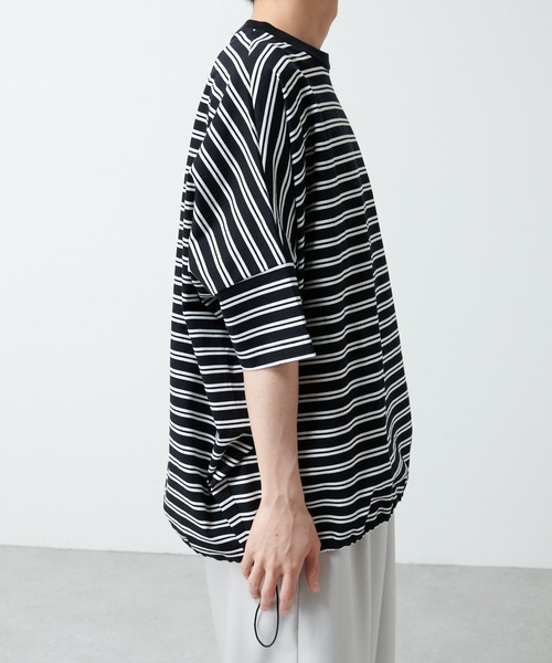 Lui's（ルイス）の「ワイドボリュームボーダーカットソー（Tシャツ/カットソー・メンズ・ブラック/ネイビー/ベージュ・FREE）」の10枚目の写真