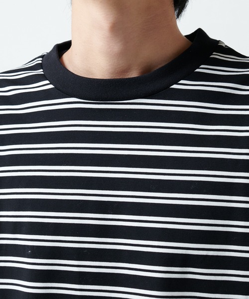 Lui's（ルイス）の「ワイドボリュームボーダーカットソー（Tシャツ/カットソー・メンズ・ブラック/ネイビー/ベージュ・FREE）」の11枚目の写真